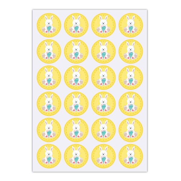 Kartenkaufrausch Sticker in gelb: 24 herzige Oster Aufkleber