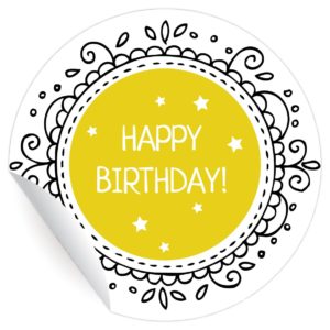 Kartenkaufrausch: Geburtstags Aufkleber "Happy Birthday" aus unserer Geburtstags Papeterie in gelb