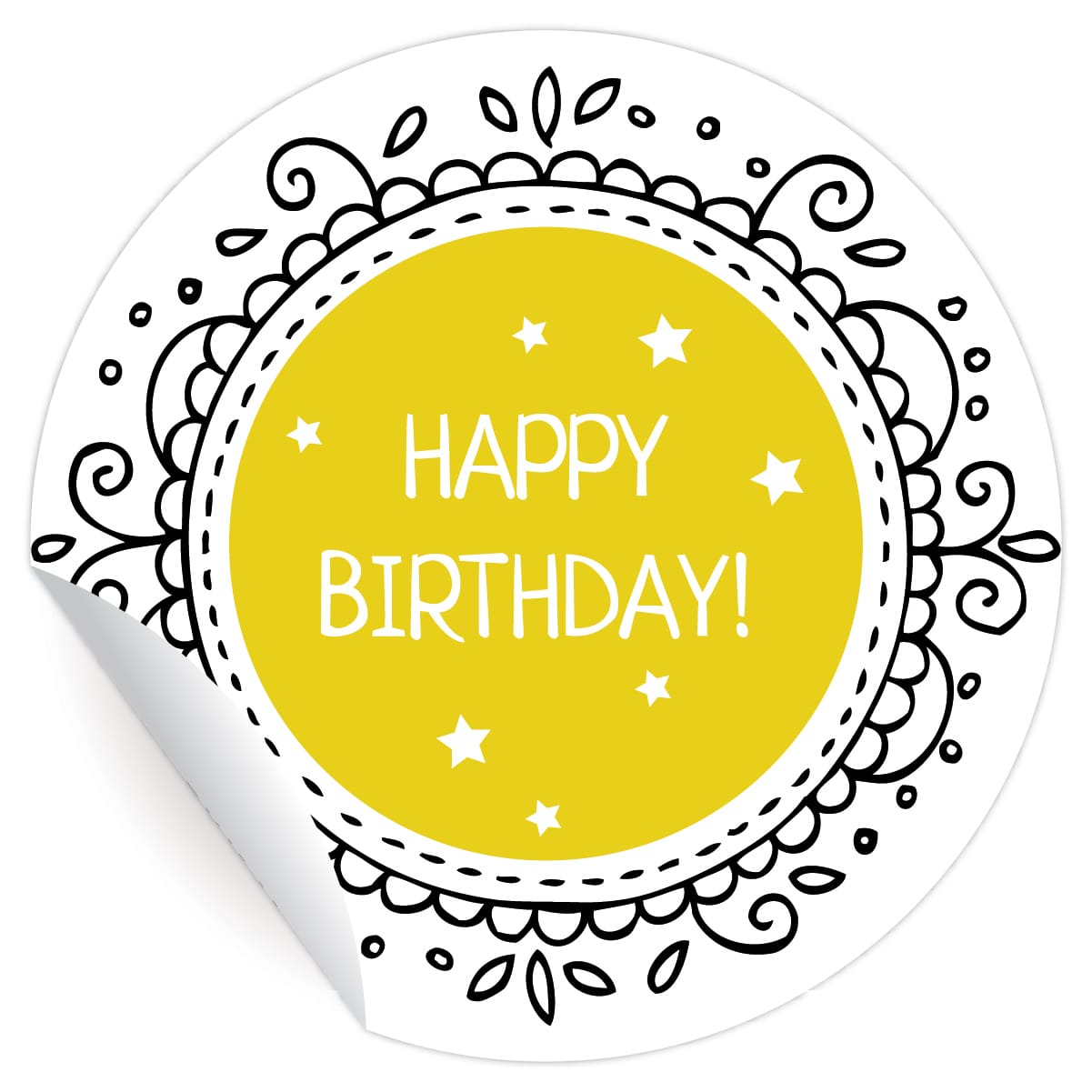 Kartenkaufrausch: Geburtstags Aufkleber "Happy Birthday" aus unserer Geburtstags Papeterie in gelb