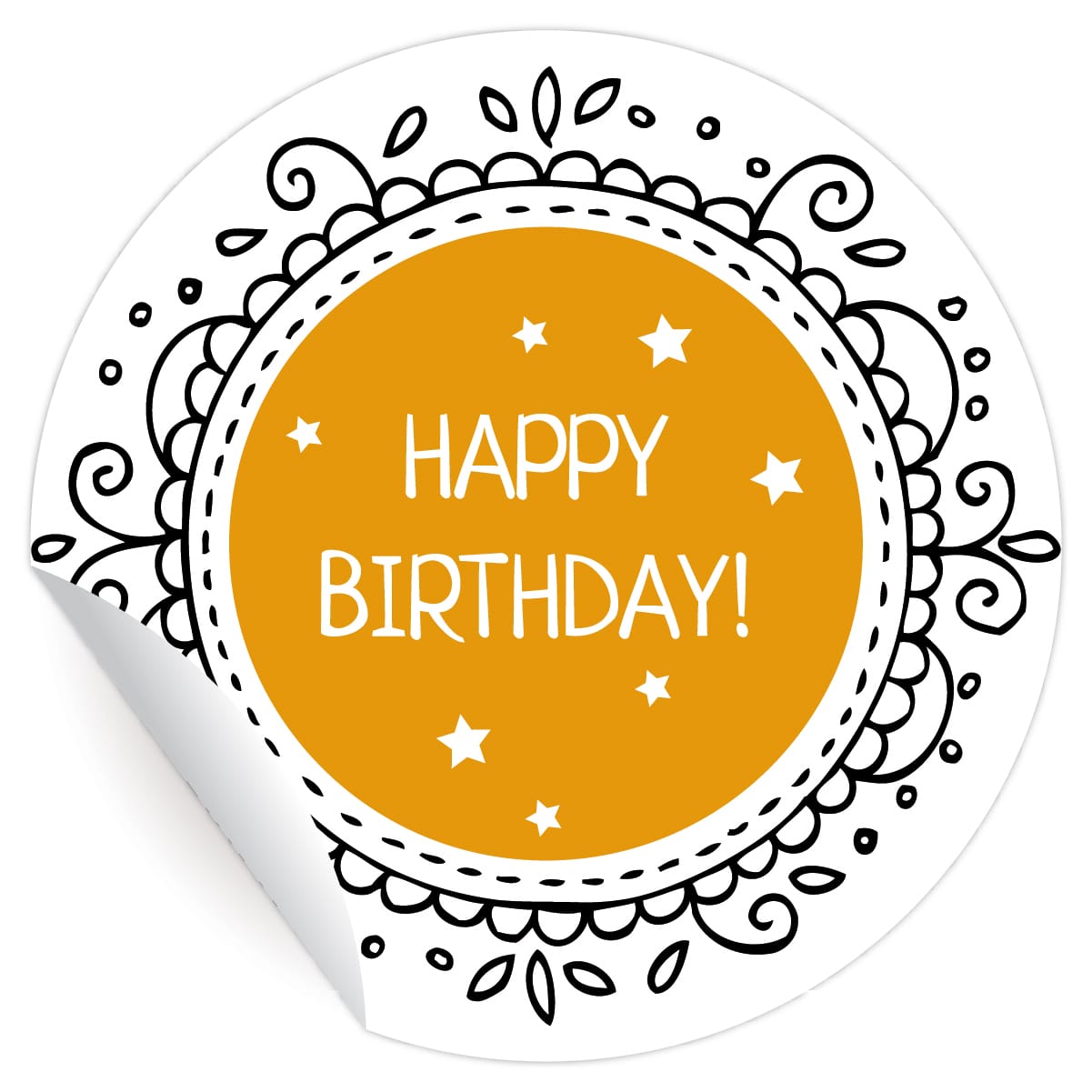 Kartenkaufrausch: nette Geburtstags Aufkleber "Happy Birthday" aus unserer Geburtstags Papeterie in orange