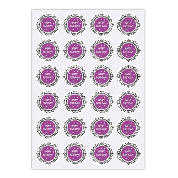 Kartenkaufrausch Sticker in lila: 24 lila Geburtstags Aufkleber