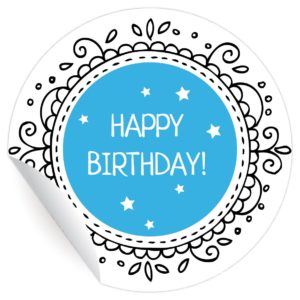 Kartenkaufrausch: 24 hellblaue Geburtstags Aufkleber aus unserer Geburtstags Papeterie in hellblau