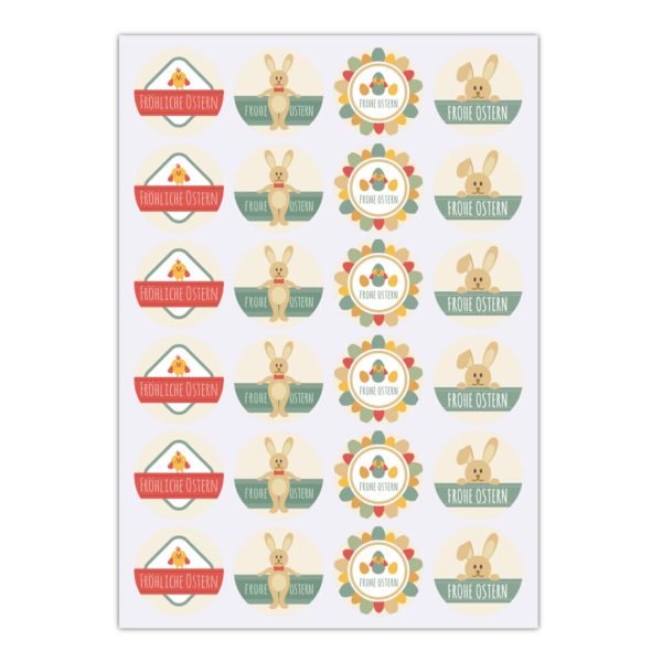 Kartenkaufrausch Sticker in beige: 24 süße Oster Aufkleber