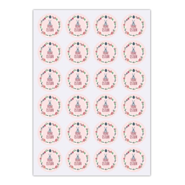 Kartenkaufrausch Sticker in rosa: Oster Kranz Aufkleber