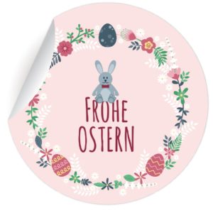 Kartenkaufrausch: Oster Kranz Aufkleber aus unserer Oster Papeterie in rosa