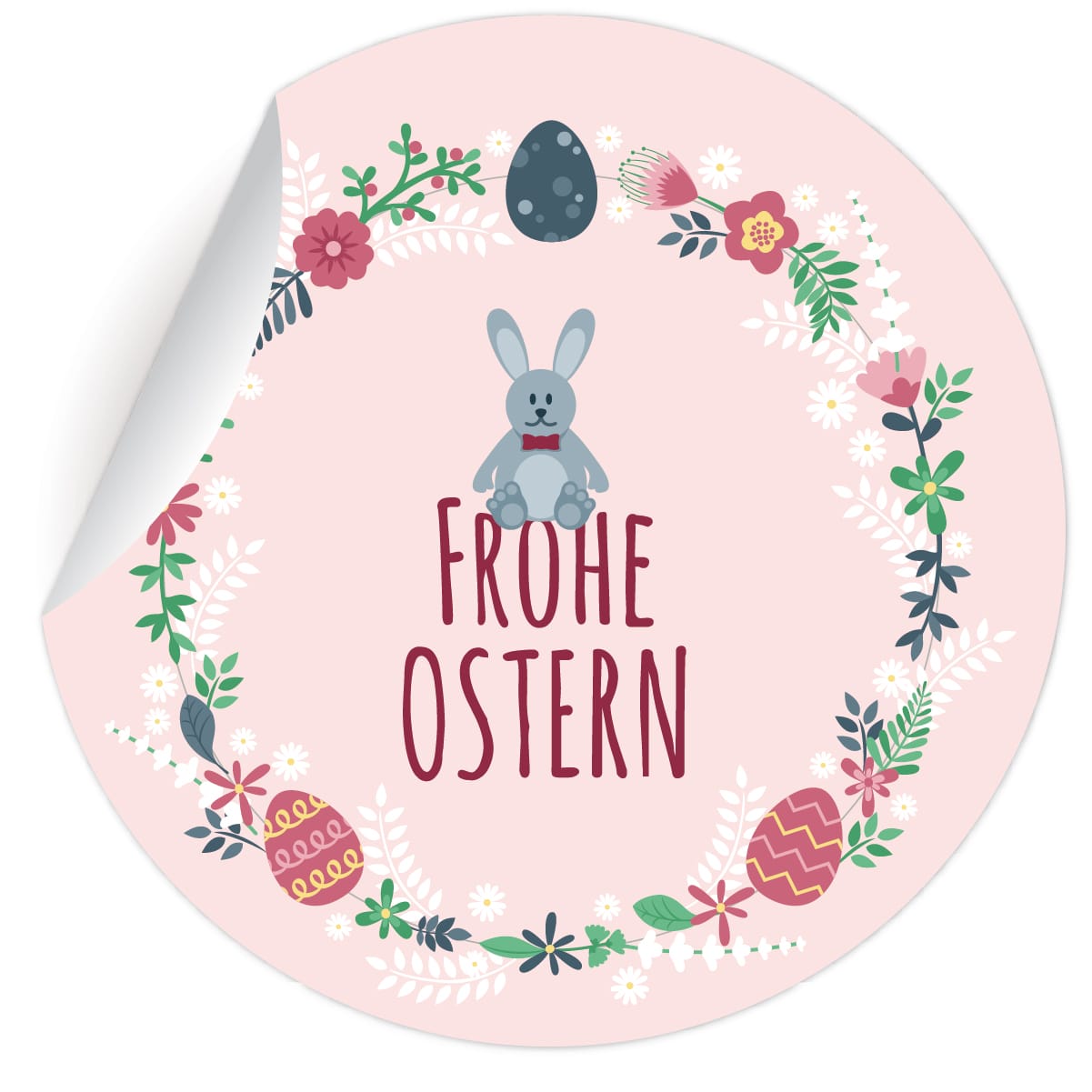 Kartenkaufrausch: Oster Kranz Aufkleber aus unserer Oster Papeterie in rosa