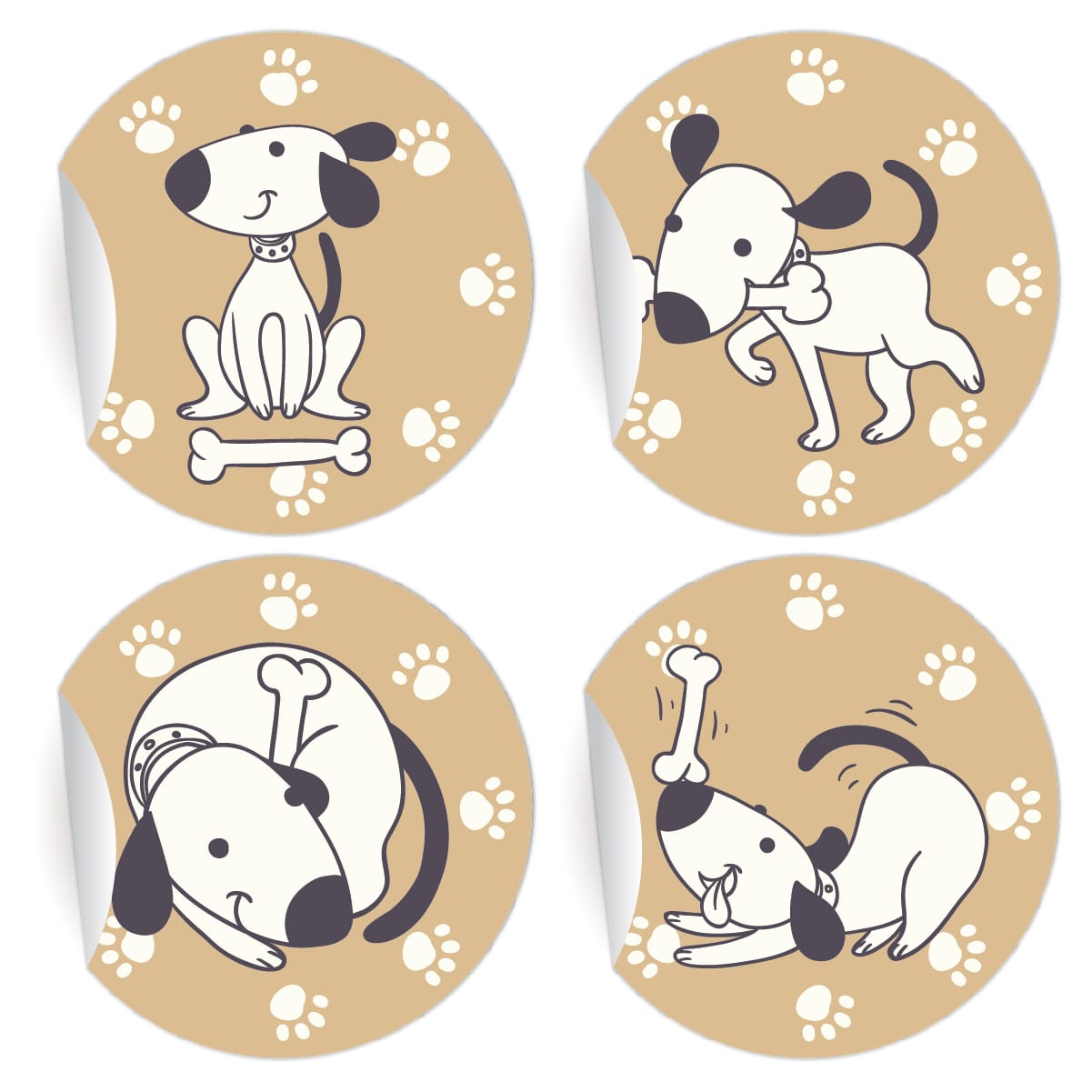 Kartenkaufrausch: Comic Hunde Aufkleber aus unserer Oster Papeterie in beige