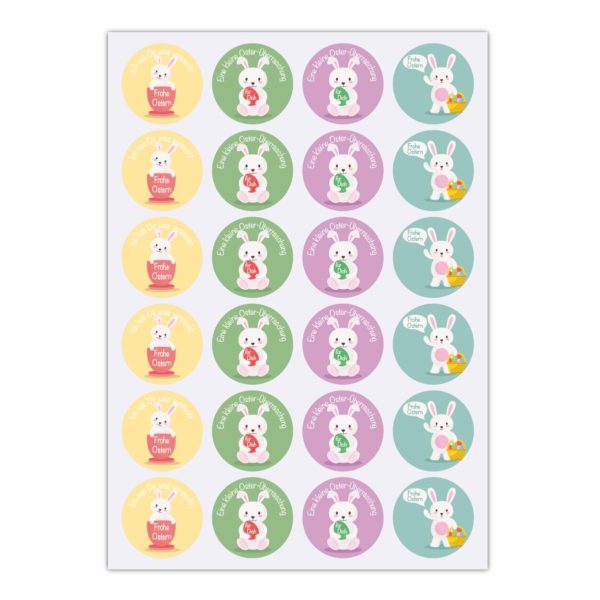 Kartenkaufrausch Sticker in multicolor: niedliche Oster Aufkleber mit Häschen