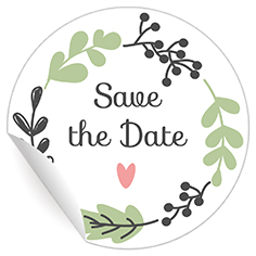 Kartenkaufrausch: romantische "Save the Date" Aufklebe aus unserer Hochzeits Papeterie in weiß