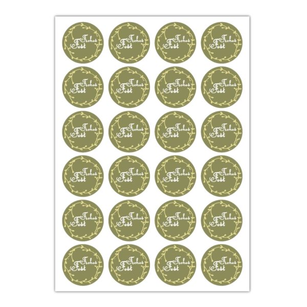 Kartenkaufrausch Sticker in olive grün: Aufkleber "Frohes Fest" auf oliv