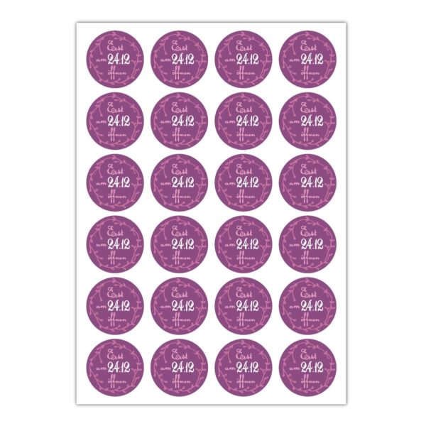 Kartenkaufrausch Sticker in lila: Aufkleber "Erst am 24.12 öffnen"