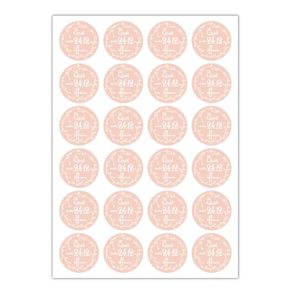 Kartenkaufrausch Sticker in rosa: 24 tolle Weihnachts Geschenk Aufkleber