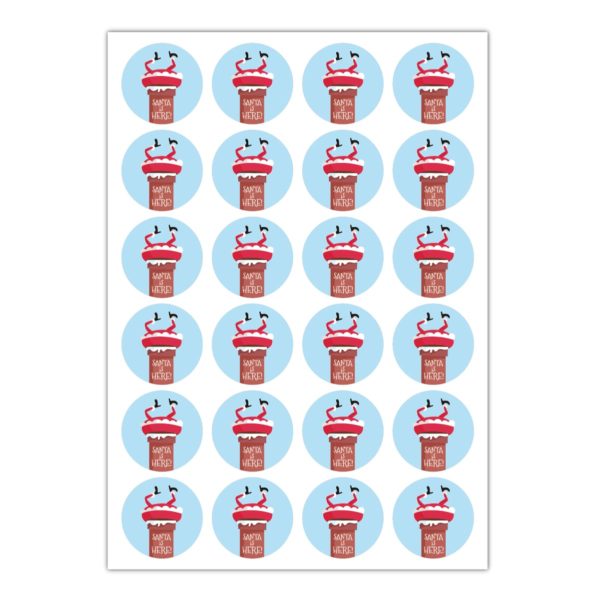 Kartenkaufrausch Sticker in hellblau: 24 lustige Weihnachts Aufkleber