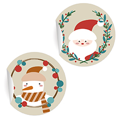 Kartenkaufrausch: niedliche Weihnachts Aufkleber mit Weihnachtsmann aus unserer Weihnachts Papeterie in beige