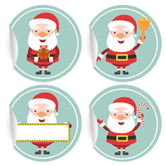 Kartenkaufrausch: 24 fröhliche Weihnachtsmann Aufkleber aus unserer Weihnachts Papeterie in türkis