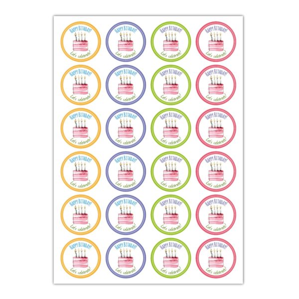 Kartenkaufrausch Sticker in multicolor: 24 coole Geburtstags Aufkleber
