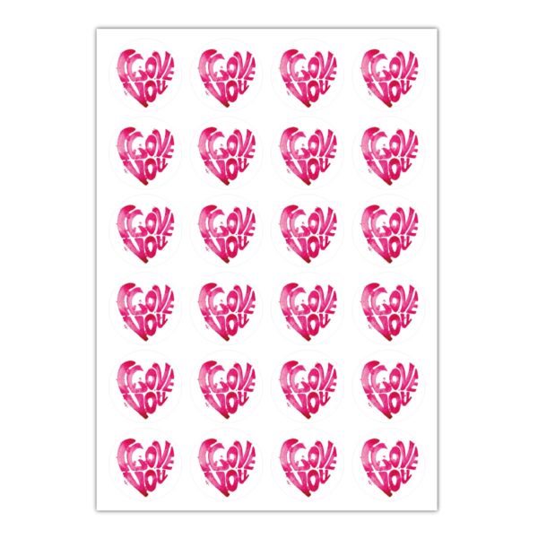 Kartenkaufrausch Sticker in pink: Liebes Aufkleber "I love you"