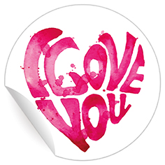 Kartenkaufrausch: Liebes Aufkleber "I love you" aus unserer Liebes Papeterie in pink