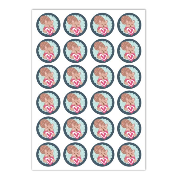 Kartenkaufrausch Sticker in multicolor: Eichhorn Aufkleber mit Herz