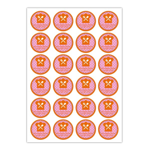 Kartenkaufrausch Sticker in orange: Aufkleber für Selbstgemachtes mit Kochmütze