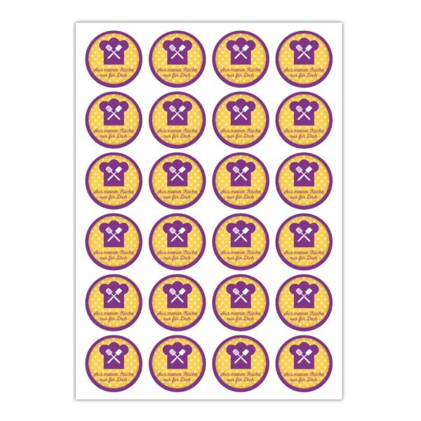 Kartenkaufrausch Sticker in gelb: 24 Koch Aufkleber