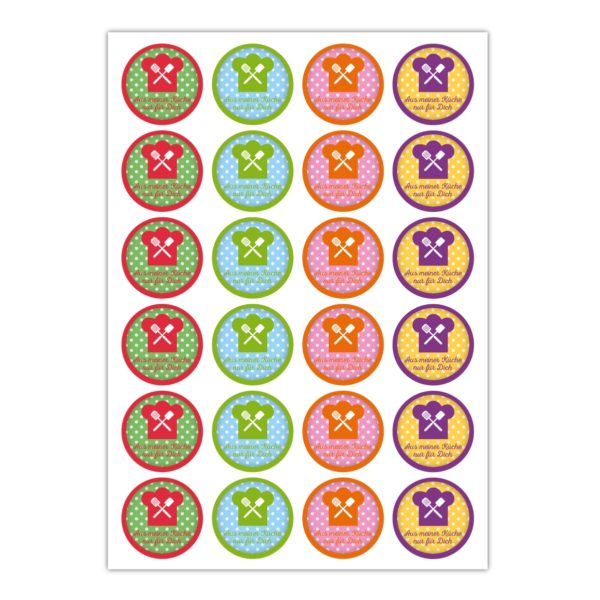 Kartenkaufrausch Sticker in multicolor: 24 bunte Koch Aufkleber