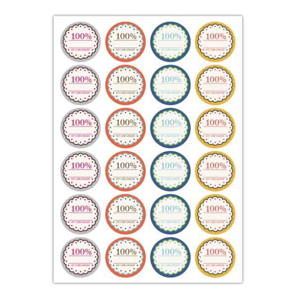 Kartenkaufrausch Sticker in multicolor: bunte Retro Blumen Aufkleber zum Beschriften