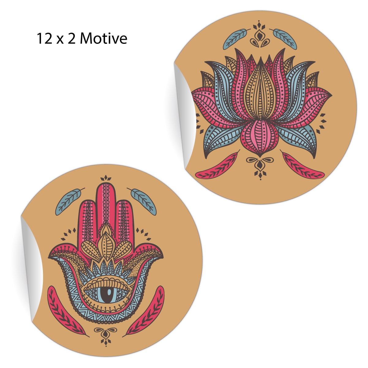 Kartenkaufrausch: edle ethno Aufkleber mit indischen Motiven aus unserer Designer Papeterie in beige