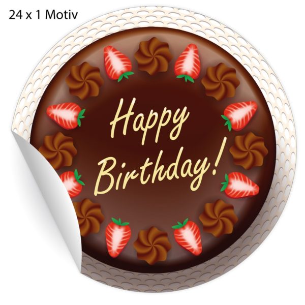 Kartenkaufrausch: Aufkleber mit Schokoladen Torte aus unserer Geburtstags Papeterie in braun