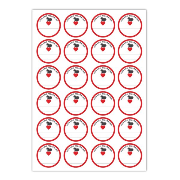 Kartenkaufrausch Sticker in rot: coole Koch Aufkleber mit Herz