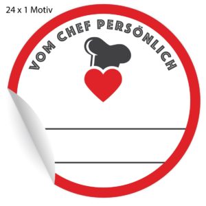Kartenkaufrausch: coole Koch Aufkleber mit Herz aus unserer Designer Papeterie in rot