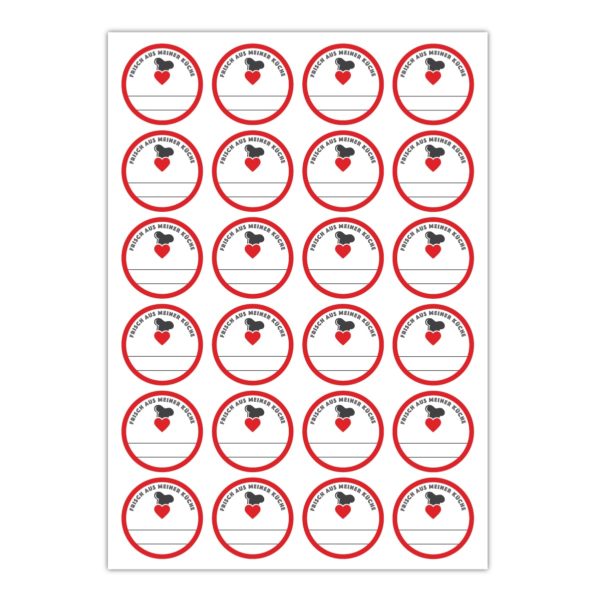 Kartenkaufrausch Sticker in rot: Aufkleber mit Herz und Kochmütze