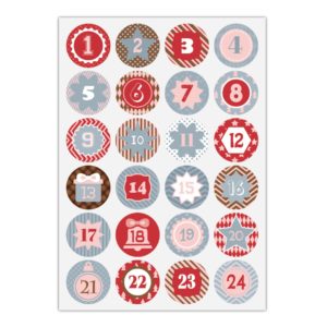 Kartenkaufrausch Sticker in multicolor: 24 grafische Advents Aufkleber