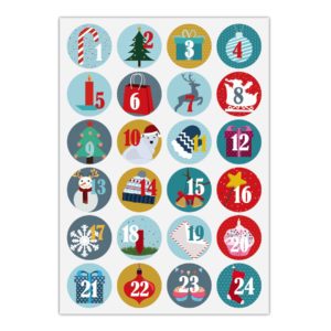 Kartenkaufrausch Sticker in multicolor: 24 Advents Aufkleber