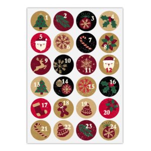Kartenkaufrausch Sticker in multicolor: Retro Advents Aufkleber mit den Zahlen