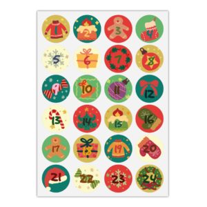 Kartenkaufrausch Sticker in multicolor: hand gemalte Advents Aufkleber