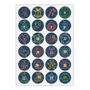 Kartenkaufrausch Sticker in dunkel blau: gezeichnete Advents Aufkleber