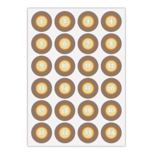 Kartenkaufrausch Sticker in beige: Advents Aufkleber mit den Zahlen 1 - 24