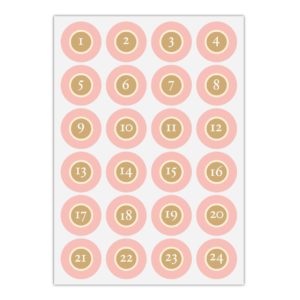 Kartenkaufrausch Sticker in rosa: 24 klassisch, reduzierte Advents Aufkleber