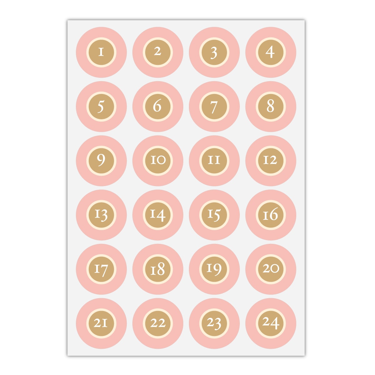 Kartenkaufrausch Sticker in rosa: 24 klassisch, reduzierte Advents Aufkleber