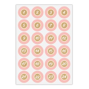 Kartenkaufrausch Sticker in rosa: Advents Aufkleber mit Handschrift Zahlen