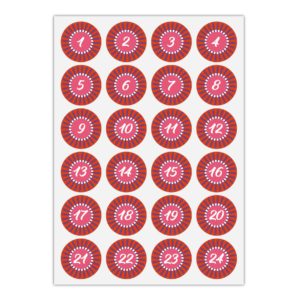 Kartenkaufrausch Sticker in rot: 24 schicke Advents Aufkleber
