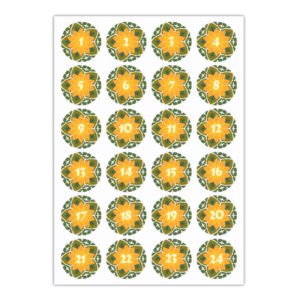 Kartenkaufrausch Sticker in gelb: Jugendstil Advents Aufkleber