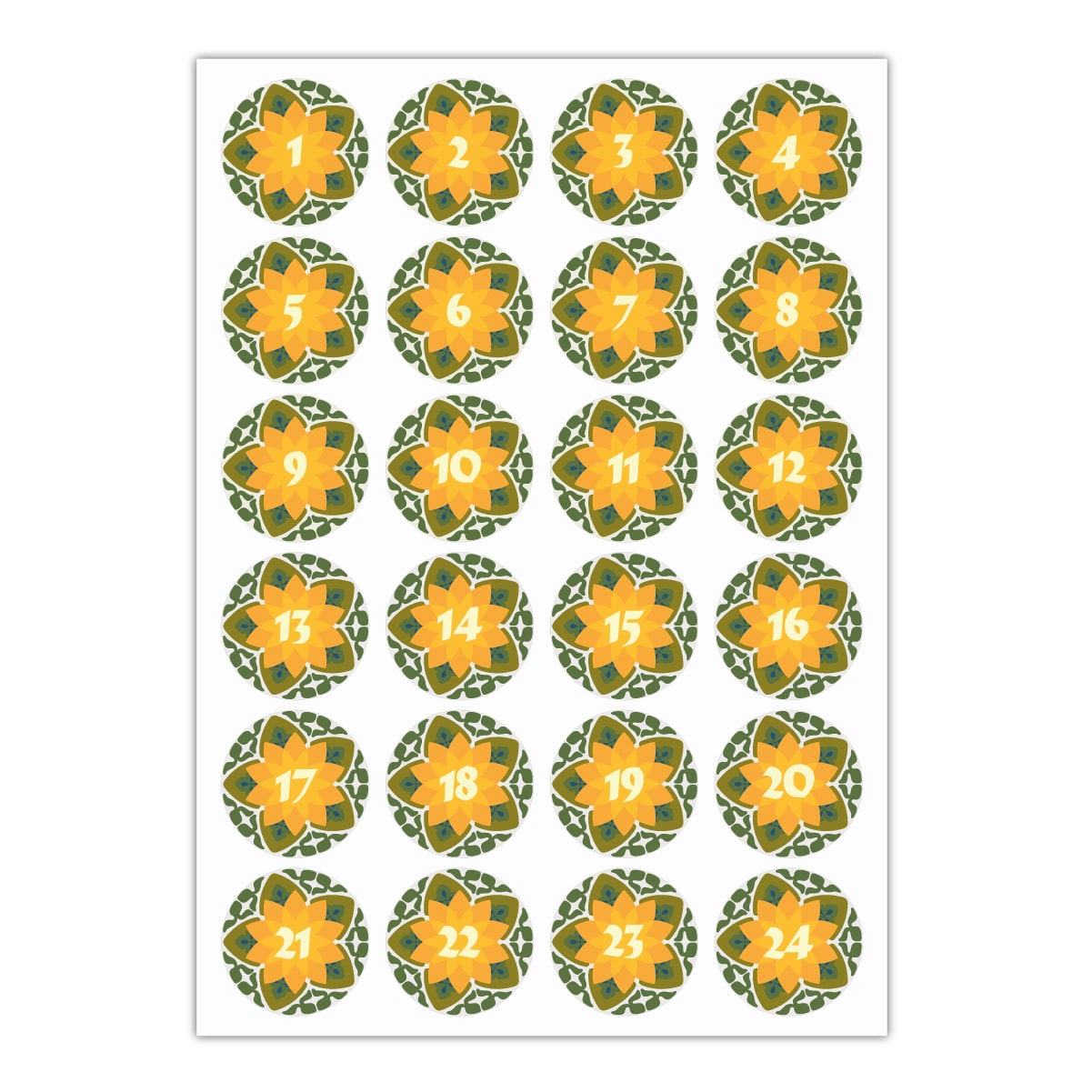 Kartenkaufrausch Sticker in gelb: Jugendstil Advents Aufkleber