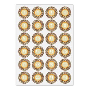 Kartenkaufrausch Sticker in beige: 24 elegante Advents Aufkleber