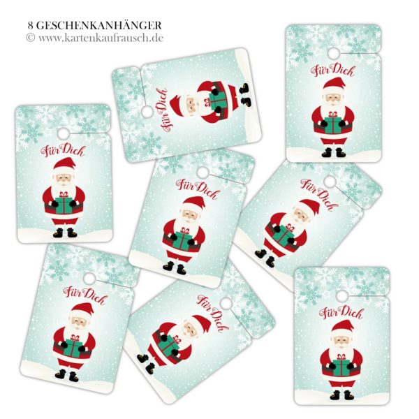 Hänge Etiketten: 8 hübsche Weihnachts Geschenkanhänger aus unserer Weihnachts Papeterie in türkis