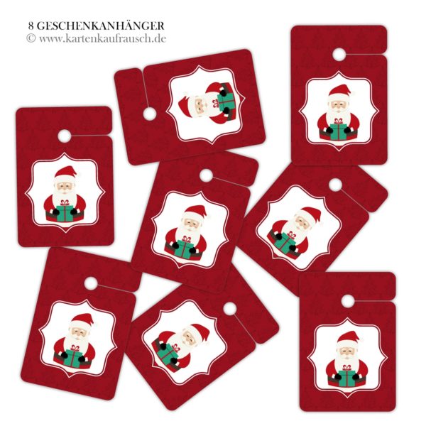 Hänge Etiketten: klassische rote Weihnachts Geschenkanhänger aus unserer Weihnachts Papeterie in dunkel rot