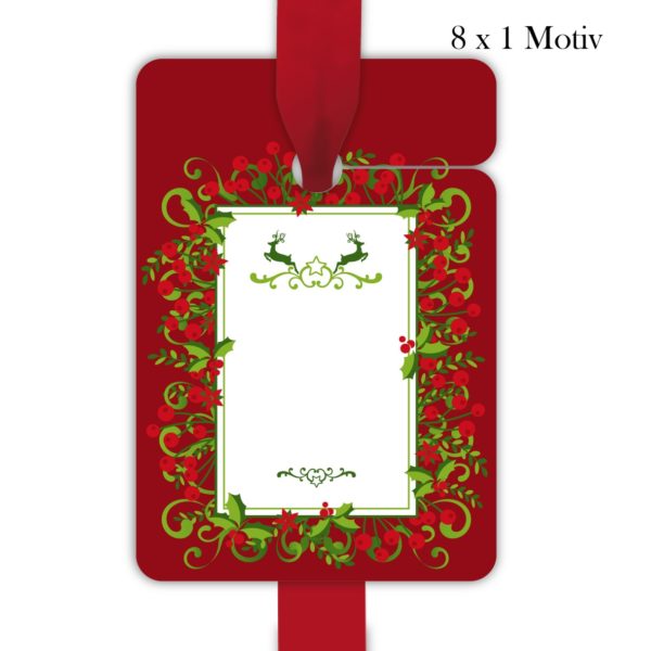 Kartenkaufrausch: rote Weihnachts Geschenkanhänger aus unserer Weihnachts Papeterie in dunkel rot