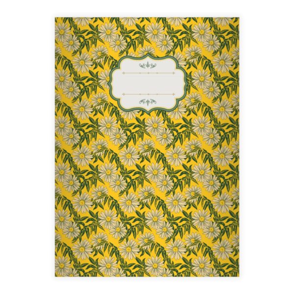 Kartenkaufrausch: florales Vintage Notizheft/ Schulheft aus unserer floralen Papeterie in gelb