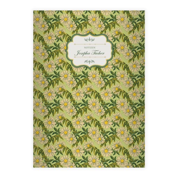 Kartenkaufrausch: Edles florales Vintage Notizheft/ aus unserer floralen Papeterie in grün mit Ihrem Text